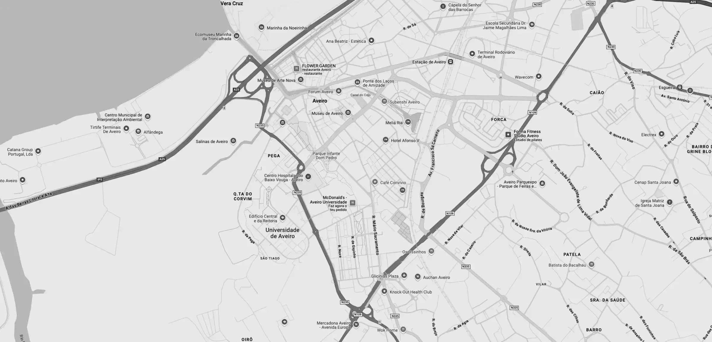 Mapa da localização da AFINS em Aveiro